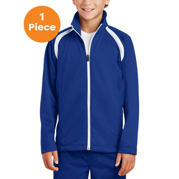 Sport-Tek YST90 Youth Tricot Track Jacket, True Royal/White, S, Girls Coats and Jackets