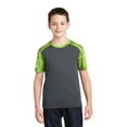 thumbnail image 1 of Sport-Tek Youth CamoHex Colorblock Tee-XL (Iron Grey/ Lime Shock), 1 of 6