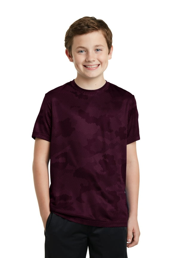 Youth CamoHex Tee-S (Maroon)