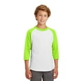 thumbnail image 1 of Sport-Tek Youth Colorblock Raglan Jersey-L (White/ Lime Shock), 1 of 6