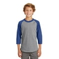 thumbnail image 1 of Sport-Tek Youth Colorblock Raglan Jersey-M (Heather Grey/Royal), 1 of 6