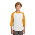 thumbnail image 1 of Sport-Tek Youth Colorblock Raglan Jersey-M (White/Gold), 1 of 6
