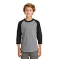 thumbnail image 1 of Sport-Tek Youth Colorblock Raglan Jersey-XS (Heather Grey/Black), 1 of 6