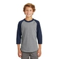 thumbnail image 1 of Sport-Tek Youth Colorblock Raglan Jersey-XS (Heather Grey/Navy), 1 of 6