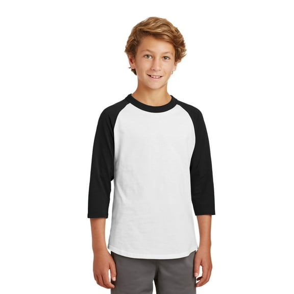 Sport-Tek Youth Colorblock Raglan Jersey-XS (White/Black)