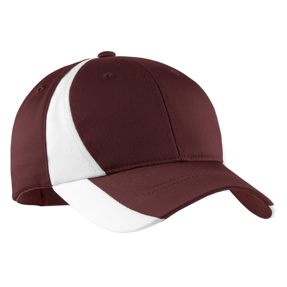 Sport-Tek Youth Dry Zone Nylon Colorblock Cap-One Size (Maroon/White)