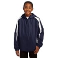 thumbnail image 1 of Sport-Tek Youth Fleece Lined Colorblock Jacket-S (True Navy/White), 1 of 6
