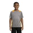 thumbnail image 1 of Sport-Tek Youth Heather Colorblock Contender Tee-M (Vintage Heather/ Gold), 1 of 5