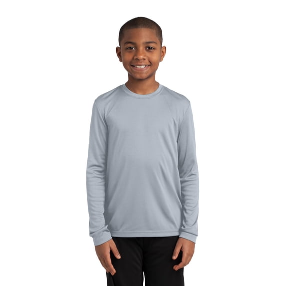 Sport-Tek Youth Long Sleeve PosiCharge Competitor Tee-S (Silver)