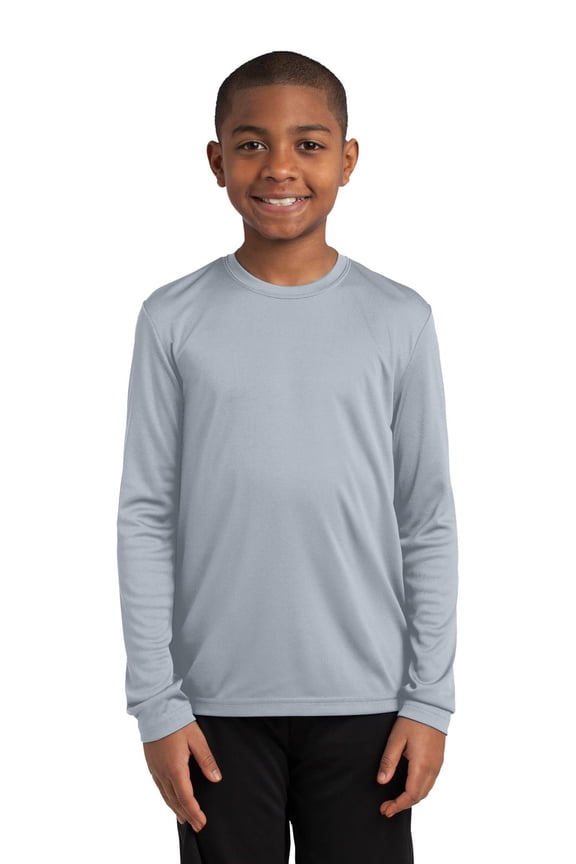 Youth Long Sleeve PosiCharge Competitor Tee-S (Silver)
