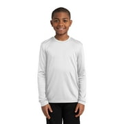 Sport-Tek Youth Long Sleeve PosiCharge Competitor Tee-XS (White)