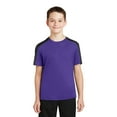 thumbnail image 1 of Sport-Tek Youth PosiCharge Competitor Sleeve Blocked Tee-L (Purple/ Black), 1 of 3