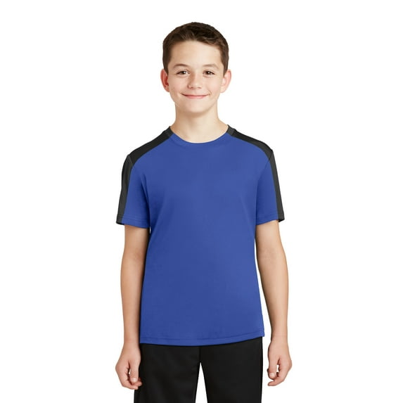 Sport-Tek Youth PosiCharge Competitor Sleeve Blocked Tee-S (True Royal/ Black)