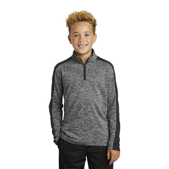 Sport-Tek Youth PosiCharge Electric Heather Colorblock 1/4-Zip Pullover. YST397