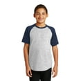 thumbnail image 1 of Sport-Tek Youth Short Sleeve Colorblock Raglan Jersey Yt201 - Heather Grey/ Navy - M, 1 of 6