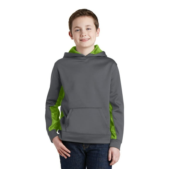 Sport-Tek Youth Sport-Wick CamoHex Fleece Colorblock Hooded Pullover. YST239