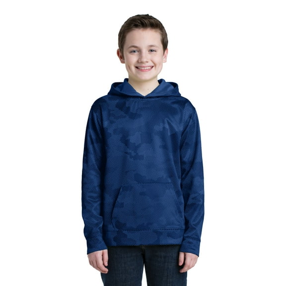Sport-Tek Youth Sport-Wick CamoHex Fleece Hooded Pullover. YST240