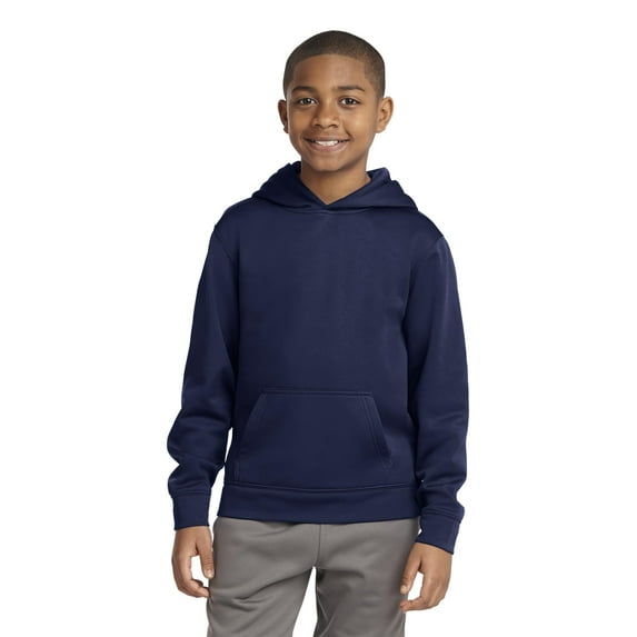 Sport-Tek Youth Sport Wick Fleece Hooded Pullover-XL (Navy)