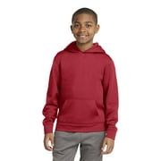 Sport-Tek Youth Sport Wick Fleece Hooded Pullover-XS (Deep Red)