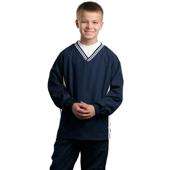 Sport-Tek Youth Tipped V-Neck Soft Wind Shirt