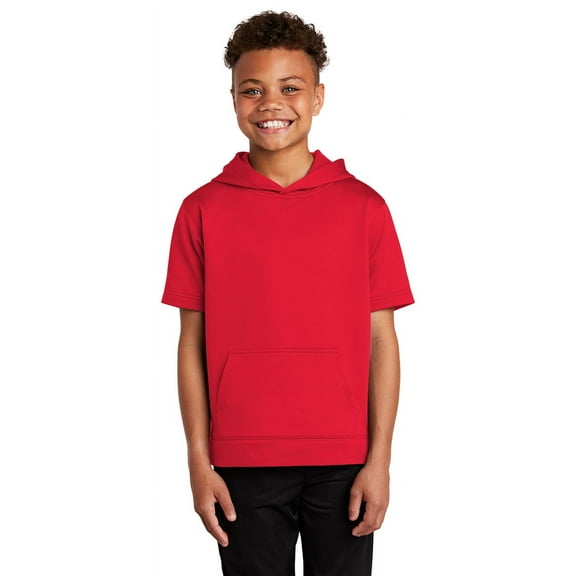 Sport Tek Teen Unisex Regular Plain Short Sleeves Pullover Deep Red X-Small