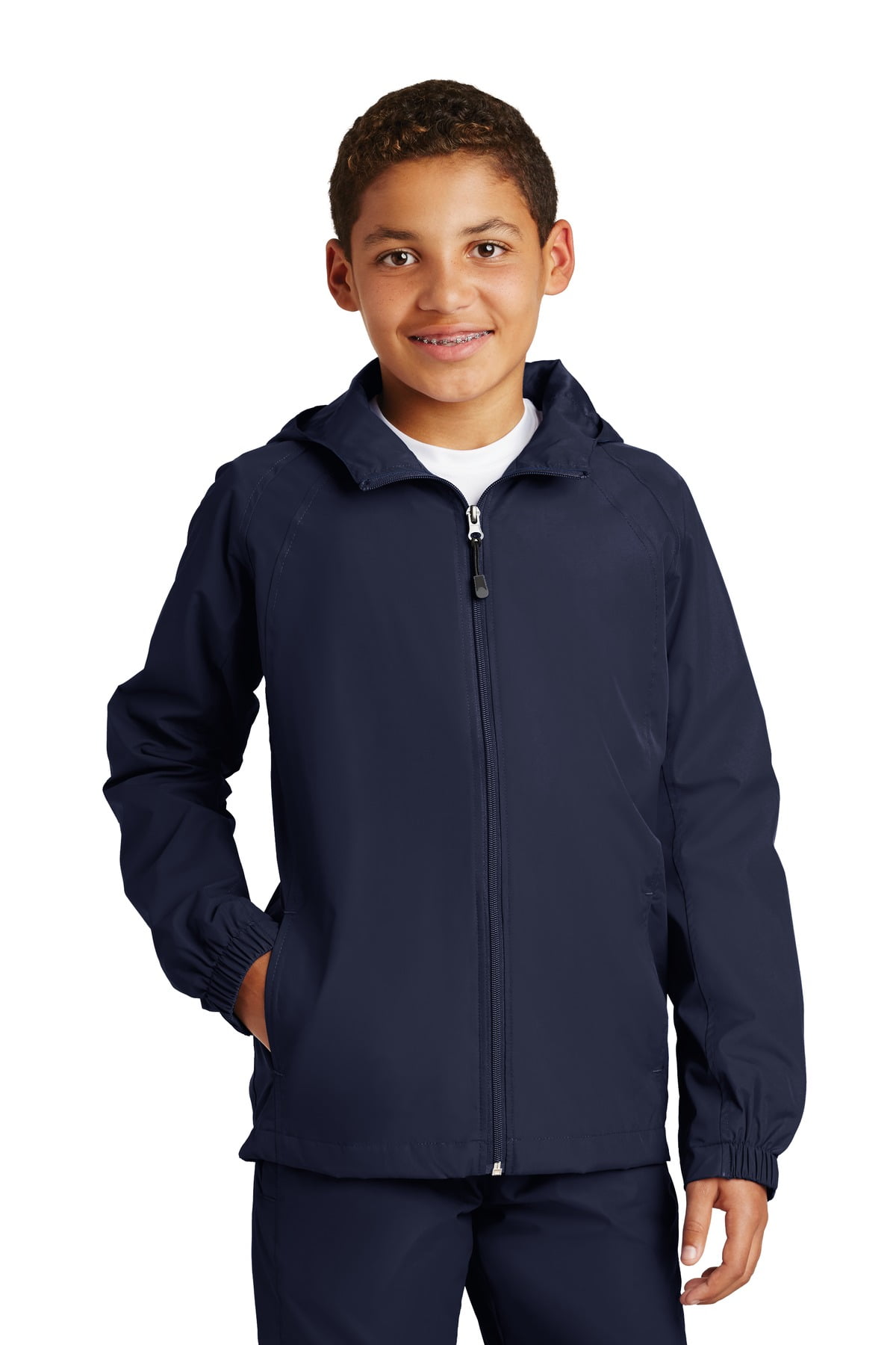 Sport-Tek Yst73 Youth Hooded Raglan Jacket - Walmart.com