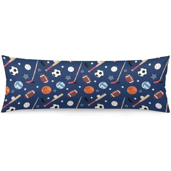 Sport Theme Body Pillow Cover Sports Ball Baseball Softball Rugby American Football Long Pillow Case with Zipper Decorative Bedding Pillowcase Soft Cushion Pillow Case for Bedroom 20"x54",Blue