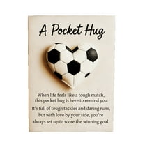 Sport-Themed Pocket Hug Heart with Greeting Cards, Pocket Hug Token Bulk for Friends Colleagues Friendship Relationship Exchange Cards Presents (Football)