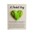 thumbnail image 1 of Sport-Themed Pocket with Inspirational Card, Heart-Shaped Pocket Hug Collection, Gifts for Sports Enthusiasts Friends (Softball), 1 of 4