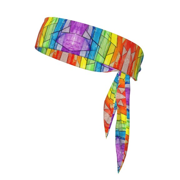 Sport Tie Headbands Head Tie For Men Women Abstract Striped Rainbow Soccer Basketball Halloween Head Ties