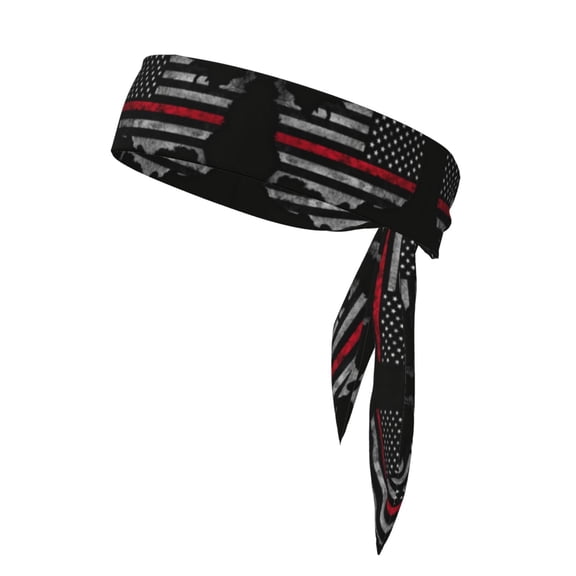 Sport Tie Headbands Head Tie For Men Women America Thin Red Firefighter Line Flag Soccer Basketball Halloween Head Ties
