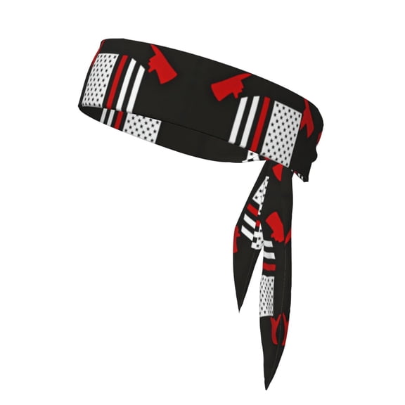 Sport Tie Headbands Head Tie For Men Women Firefighter Red Line Flag Soccer Basketball Halloween Head Ties