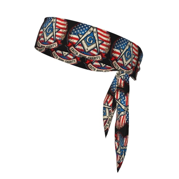 Sport Tie Headbands Head Tie For Men Women Freemason Flag Faith Hope Charity Soccer Basketball Halloween Head Ties