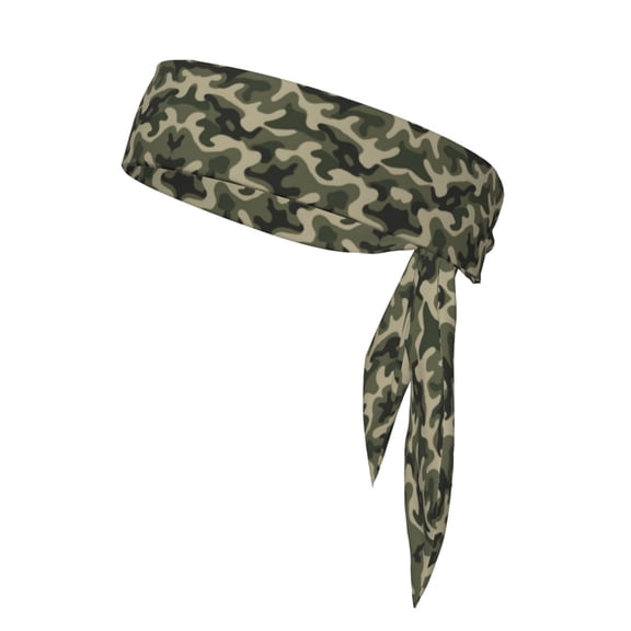 Sport Tie Headbands Head Tie For Men Women Green Camouflage Pattern Soccer Basketball Halloween Head Ties