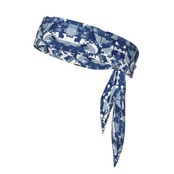 Sport Tie Headbands Head Tie For Men Women Navy Blue Digital Camouflage Soccer Basketball Halloween Head Ties