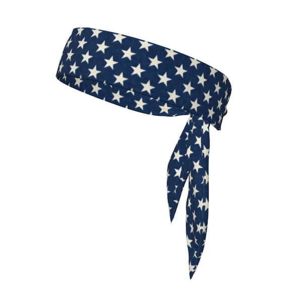 Sport Tie Headbands Head Tie For Men Women Stars Navy Blue White Soccer Basketball Halloween Head Ties