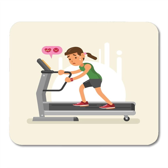 Sport Tired Exhausted Woman on Treadmill Exercise Weary Mousepad Mouse Pad Mouse Mat 9x10 inch