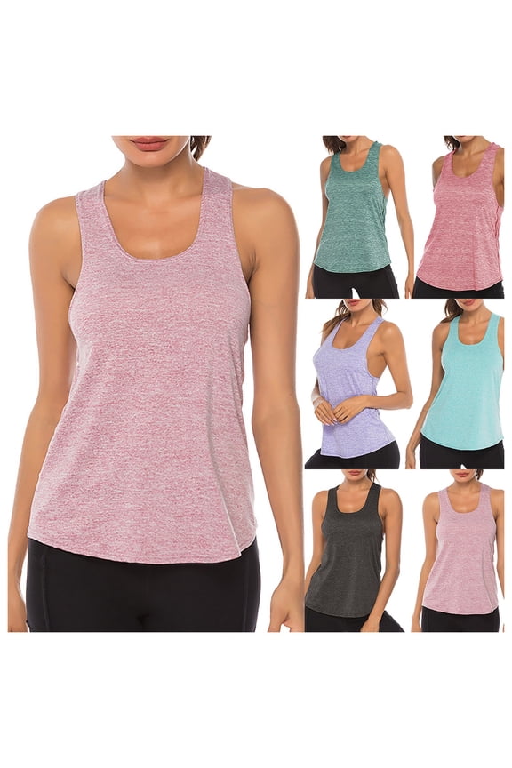 Sport Tops for Women Sleeveless Cropped Tank Tops Scoop Neck T-Shirt Tops for Athletic Running Tennis Yoga Lightweight Racerback Breathable Tee (Green,L)