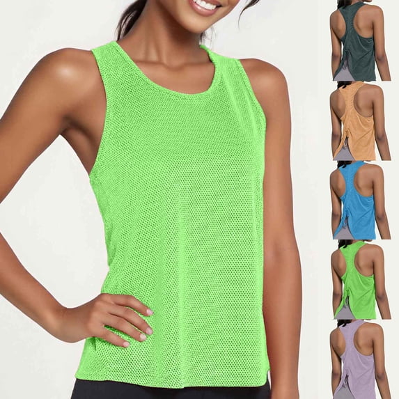 Sport Tops for Women Sleeveless Tank Tops for Women Open Back T-Shirt Tennis Yoga Athletic Running Shirts Oversized Gym Clothes