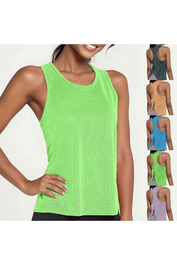 Sport Tops for Women Sleeveless Tank Tops for Women Open Back T-Shirt Tennis Yoga Athletic Running Shirts Oversized Gym Clothes