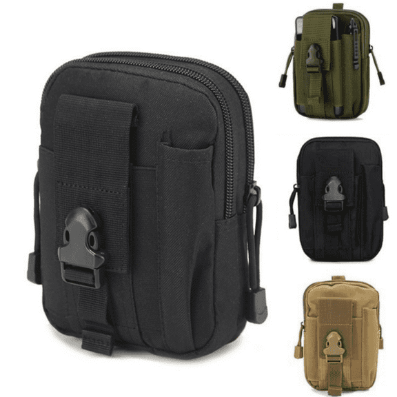 Sport Waist Bags, YITUMU Nylon Compact Bag Sport bag, Waterproof Fanny Pack with Multiple Pockets for Gadget Utility Mobile Phone Camping Hiking and Travel, Black