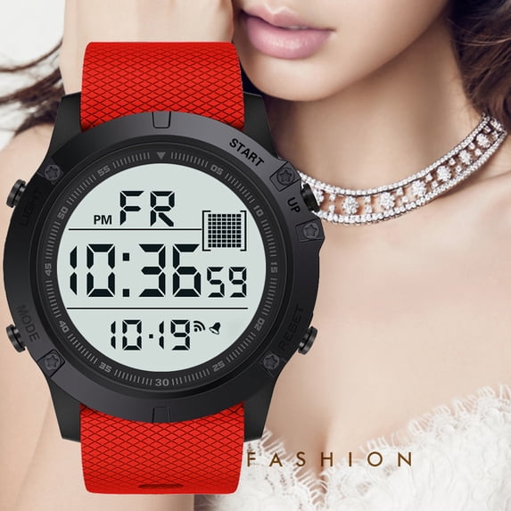 Sport Watch, 50M Waterproof LED Digital Wristwatch, Outdoor Multi-Function Stopwatch with Backlight Alarm Date Display Sport Watch for Men Women, Red
