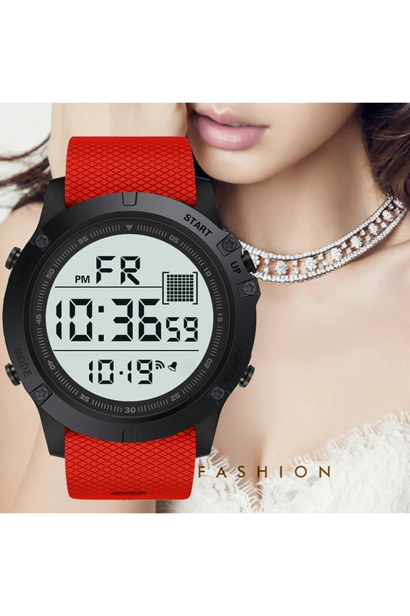 Sport Watch, Gaqring 50M Waterproof LED Digital Wristwatch, Outdoor Multi-Function Stopwatch Alarm Backlight Sport Watch for Men Women, Red