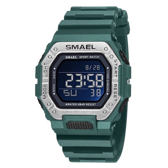 Sport Watches Digital Smael Brand Led Clock Waterproof Auto Date Military Army Green Square Wristwatches 8059 Men Watch Digital - Digital Wristwatches