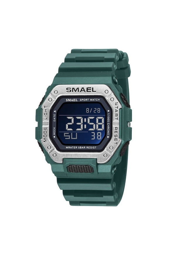 Sport Watches Digital Smael Brand Led Clock Waterproof Auto Date Military Army Green Square Wristwatches 8059 Men Watch Digital - Digital Wristwatches
