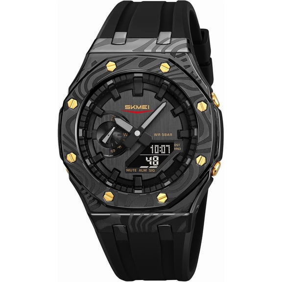 Sport Watches with Digital World Time 50M Waterproof Watch Fashion Military Analong Stopwatch Resistant