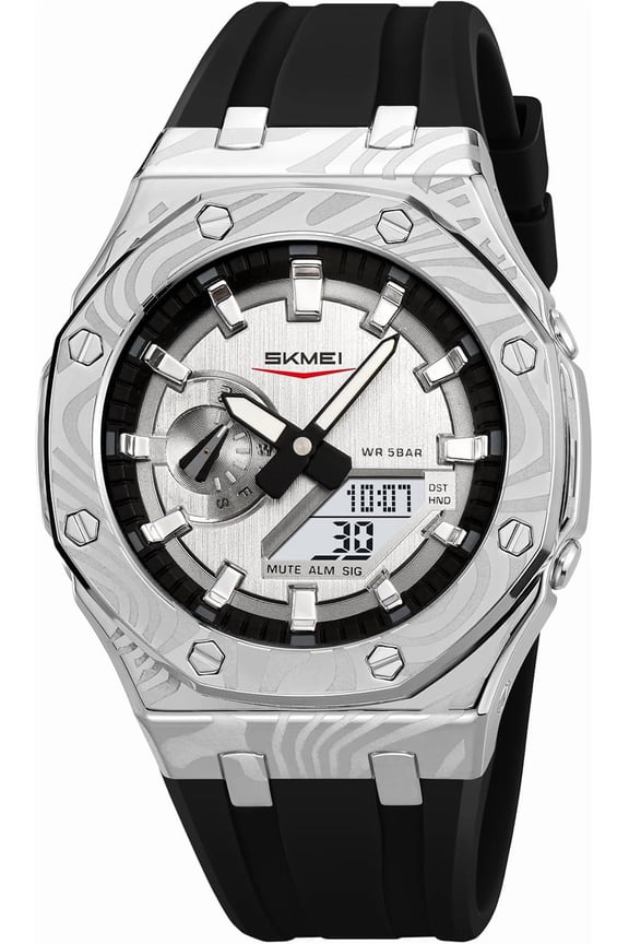 Sport Watches with Digital World Time 50M Waterproof Watch Fashion Military Analong Stopwatch Resistant