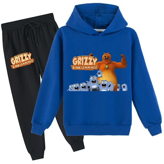 Sport Wear Set Grizzly And The Lemmings Graphic Hoodie & Pants fits Students for Holidays Casual Outings