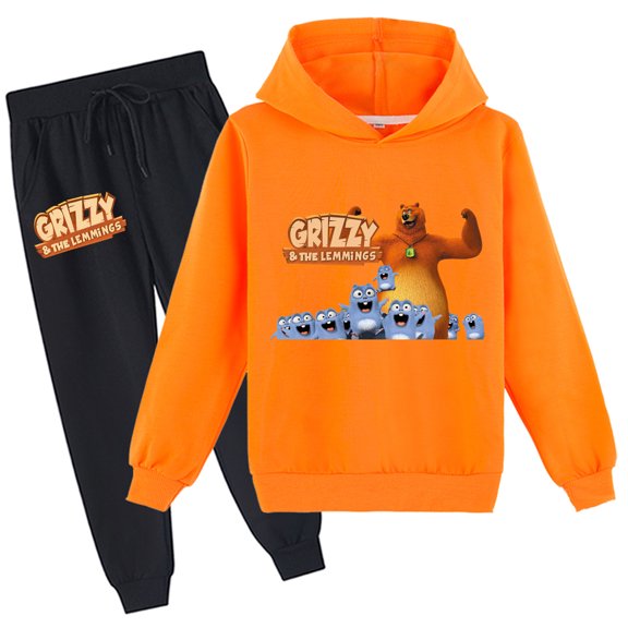 Sport Wear Set Grizzly And The Lemmings Graphic Hoodie & Pants fits Students for Holidays Casual Outings