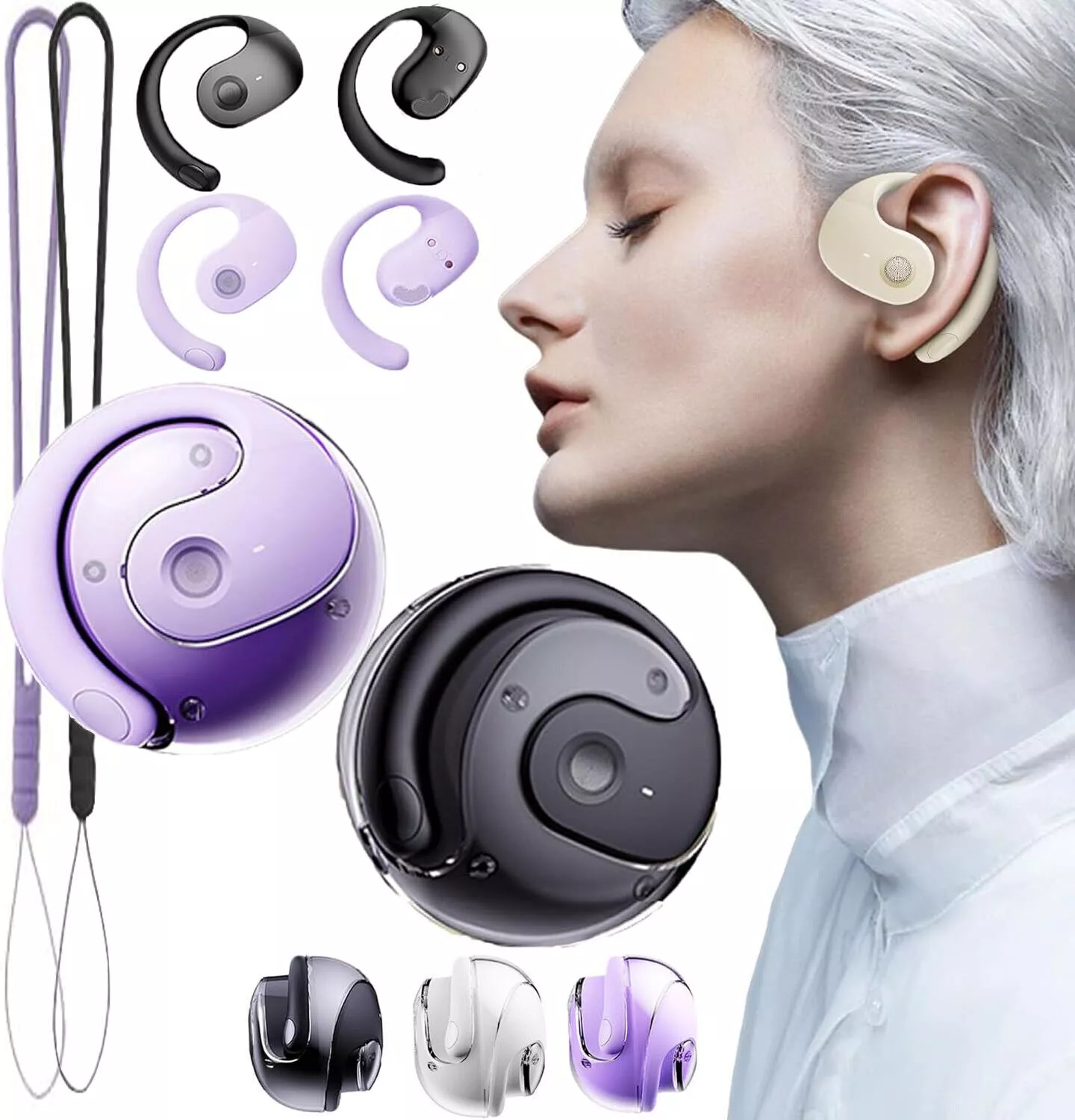 Wireless Sport Earbuds with Comfort Fit - no Ear Pain - White